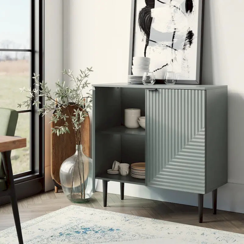 Joseph Modern Mid-century Tapered Feet Storage Cabinet with Adjustable Shelves by HULALA HOME