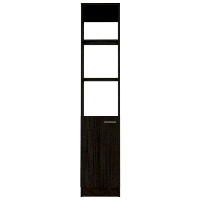 2-Shelf Rectangle Bathroom Linen Cabinet Light Oak/Black/White