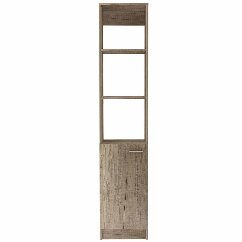 2-Shelf Rectangle Bathroom Linen Cabinet Light Oak/Black/White