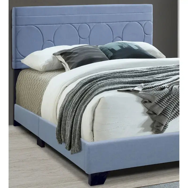 All-in-One Upholstered Blue Bed
