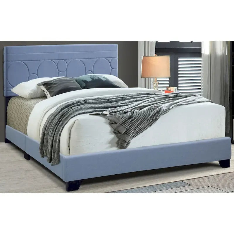 All-in-One Upholstered Blue Bed