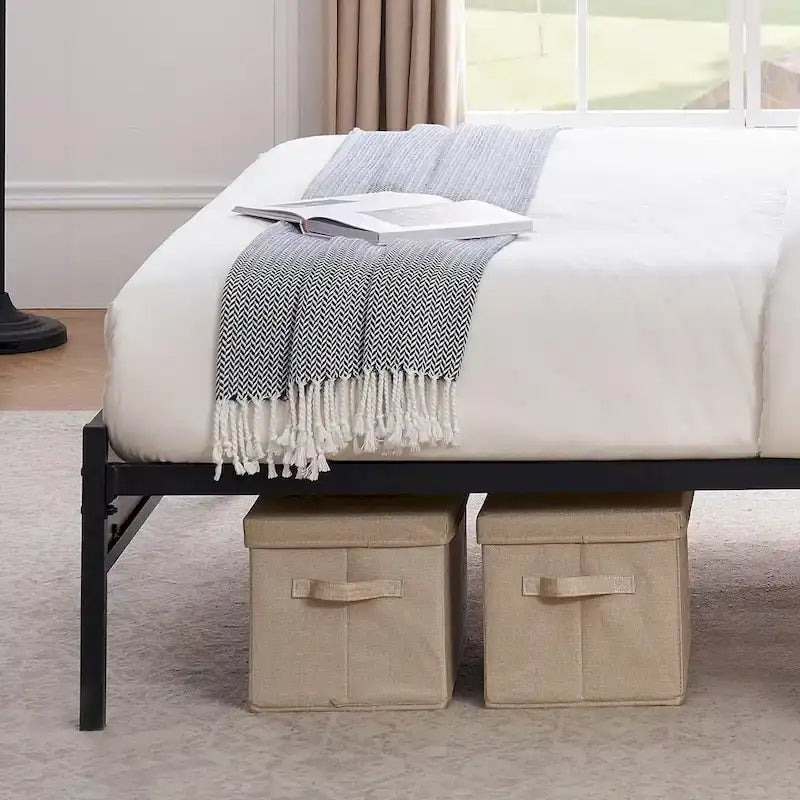 Platform Bed Frame, Rustic Vintage Wood Headboard