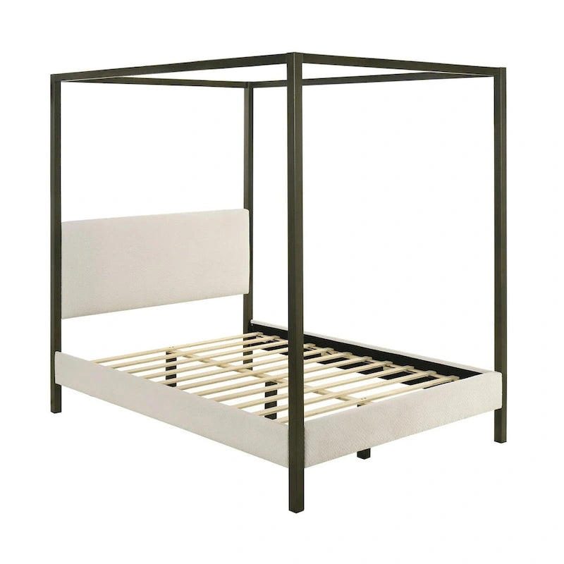 Mellie Vanilla Upholstered Canopy Bed