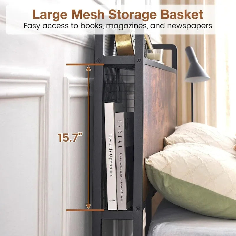 Bed Frame with Storage Drawers and Charging Station