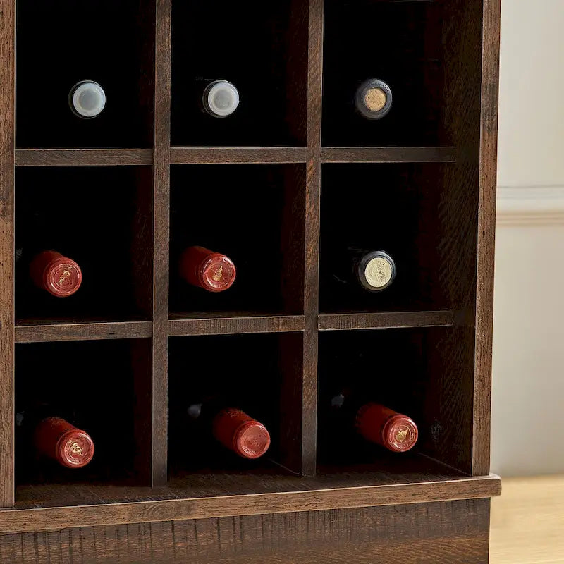 Farmhouse Coffee Bar Cabinet with Wine Rack Barn Door