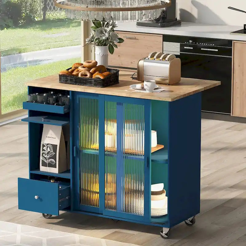 Kitchen Island with Drop Leaf - N/A