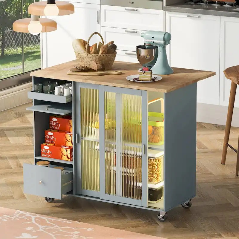 Kitchen Island with Drop Leaf - N/A