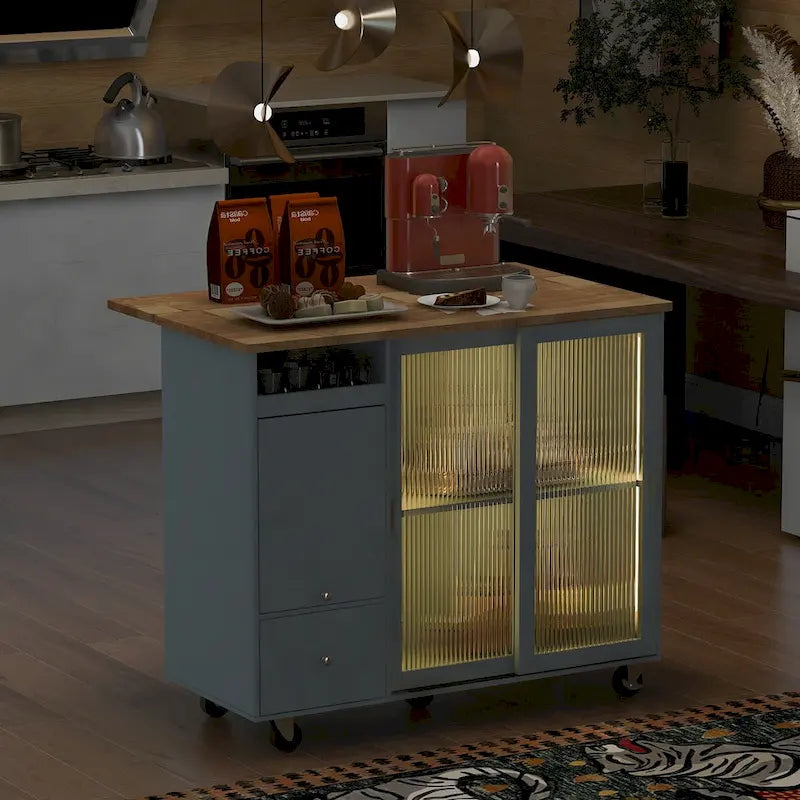 Kitchen Island with Drop Leaf - N/A