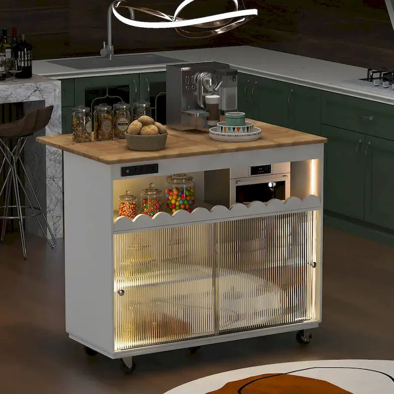 Kitchen Island with Drop Leaf - N/A