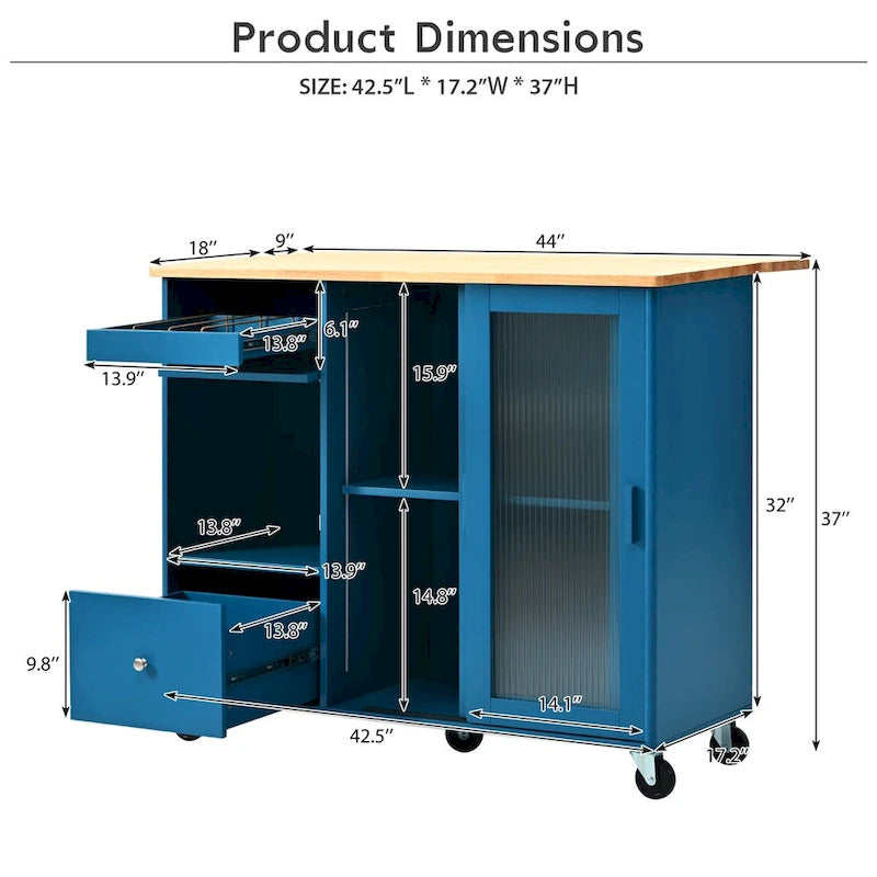 Kitchen Island with Drop Leaf - N/A