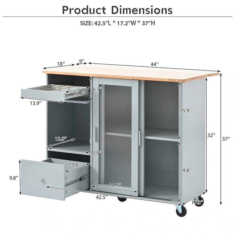 Kitchen Island with Drop Leaf - N/A