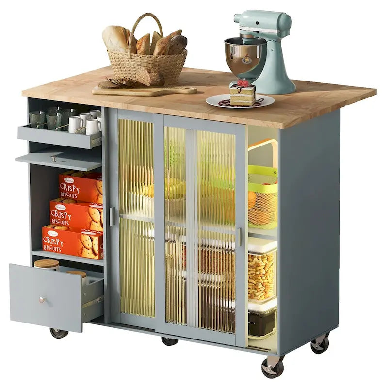 Kitchen Island with Drop Leaf - N/A