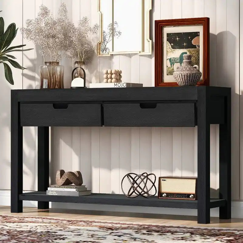 55.1W Console Table with 2 Drawers and 1 Shelf - N/A