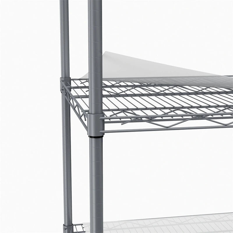 5 Tier Steel Heavy Duty Adjustable Shelves with Wheels and Feet