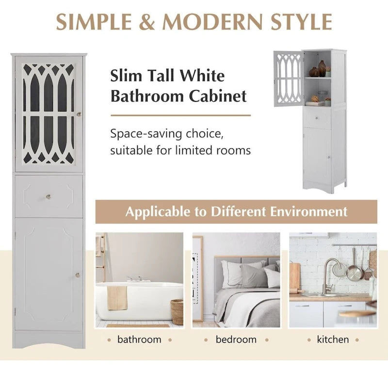 Tall Bathroom Cabinet Freestanding Storage Cabinet with Drawer and Doors