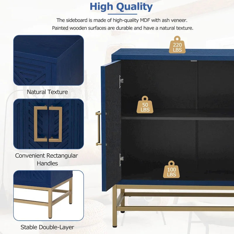 Retro Style Sideboard with Adjustable Shelves