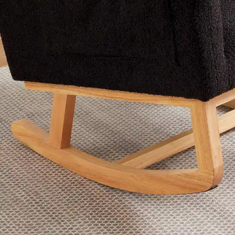 Modern Accent High Backrest Living Room Lounge Arm Rocking Chair, Two Side Pocket