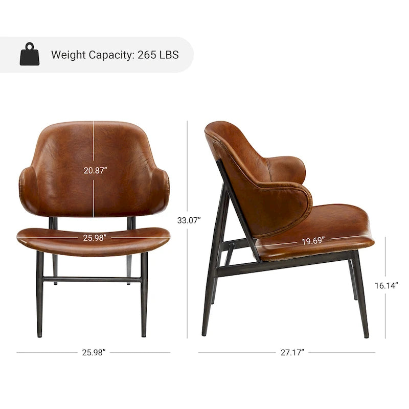 Art Leon Genuine Leather Accent Lounge Chair
