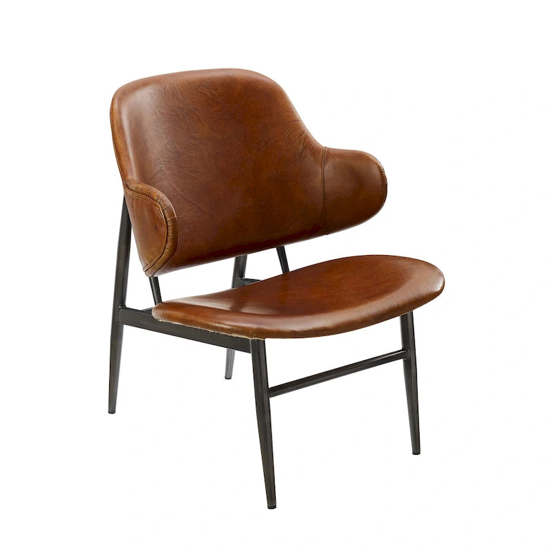 Art Leon Genuine Leather Accent Lounge Chair