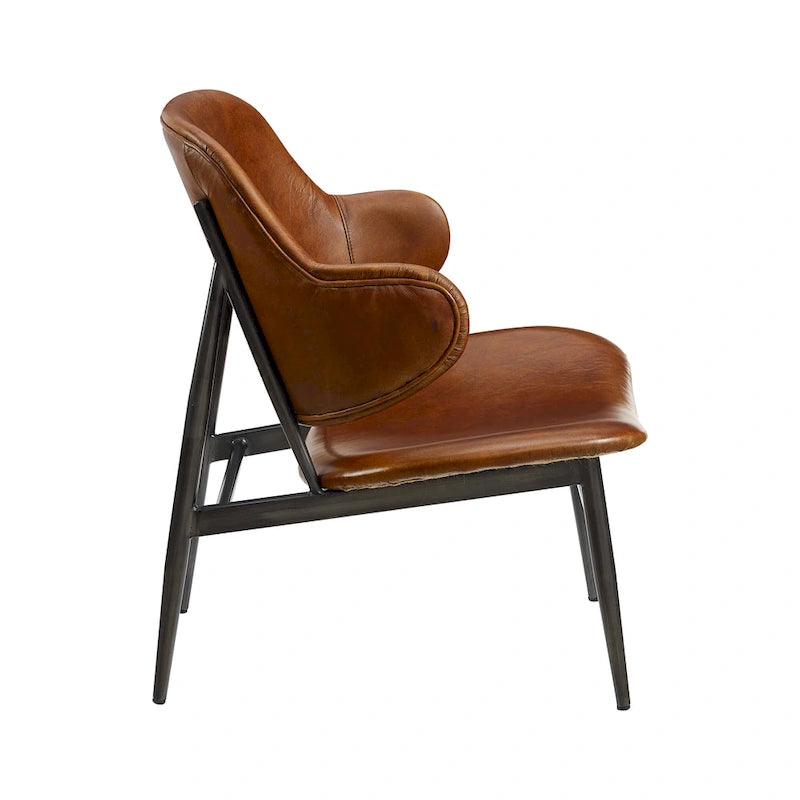 Art Leon Genuine Leather Accent Lounge Chair