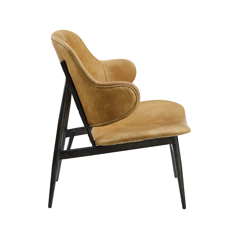 Art Leon Genuine Leather Accent Lounge Chair