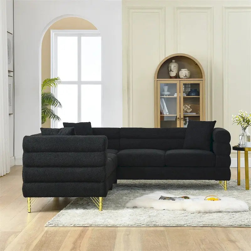 81.5 Oversized 5-Seater L-Shaped Sectional Corner Sofa w/ 3 Cushions