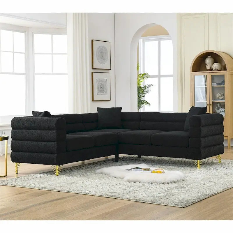 81.5 Oversized 5-Seater L-Shaped Sectional Corner Sofa w/ 3 Cushions
