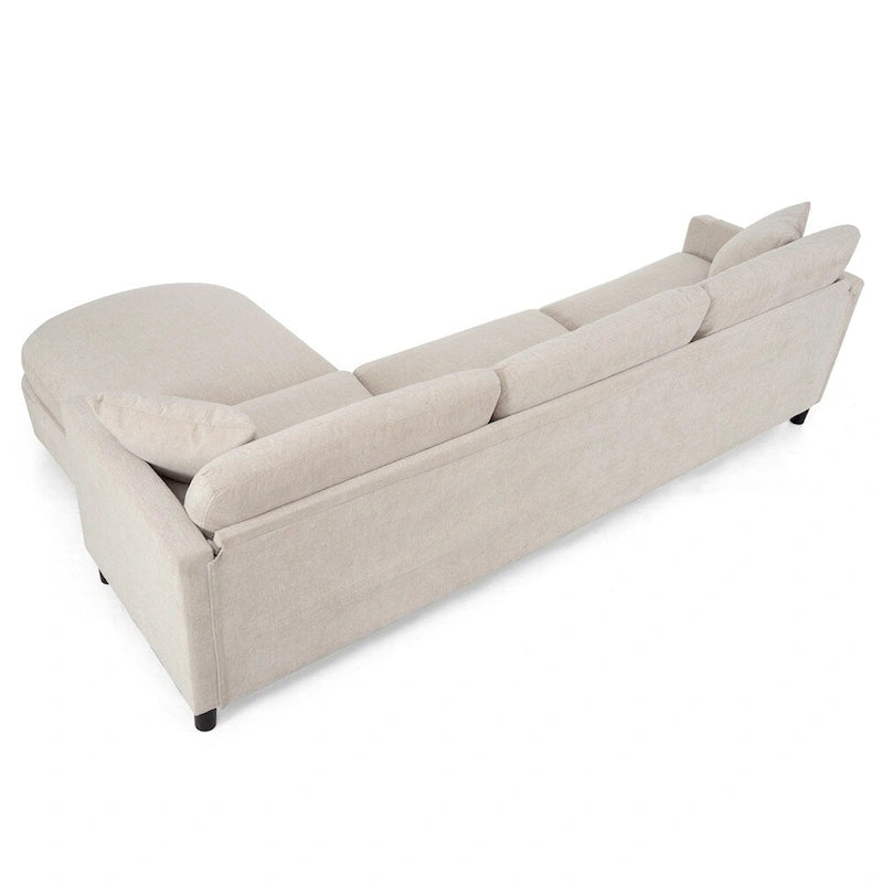 108 Modern Fabric Sectional Sofa with Ottoman and Pillows