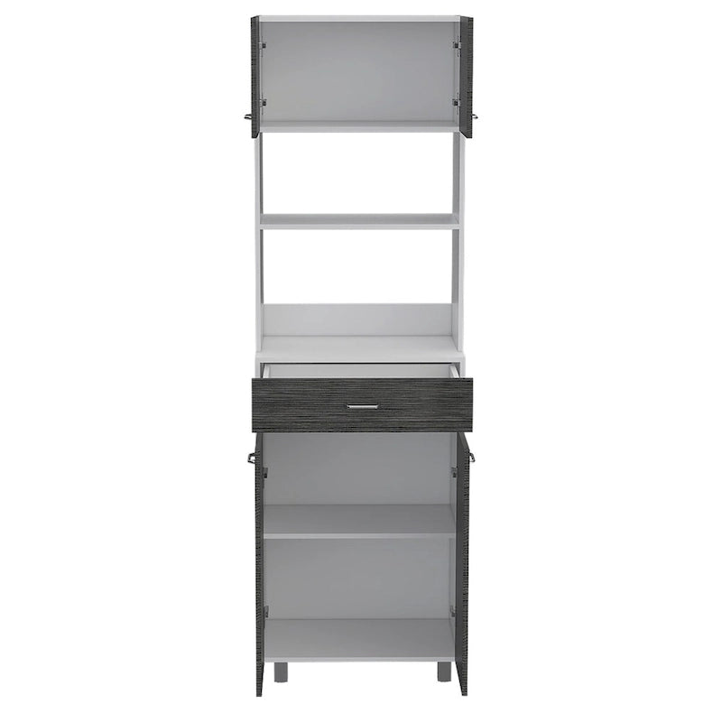 Caribe Microwave Cabinet, Four Legs, One Drawer, Double Door, One Shelf -White