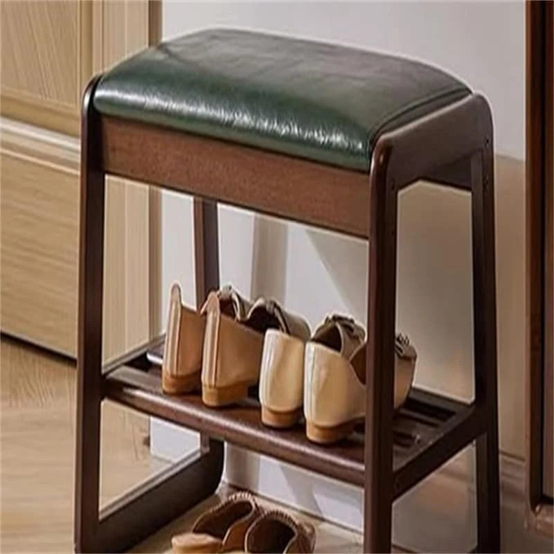 2-Tier Wooden Storage Entryway Bench