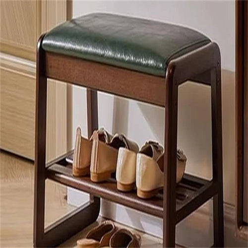2-Tier Wooden Storage Entryway Bench