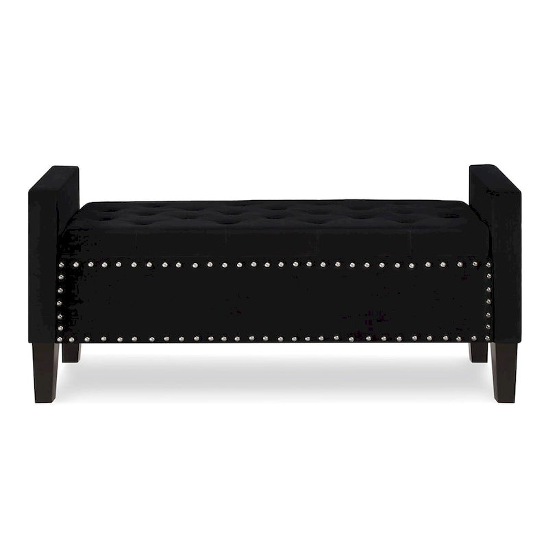 Button Tufted Storage Bench with Storage,Upholstered Storage Ottoman Bench with Nails Trim,End of Bed Stool