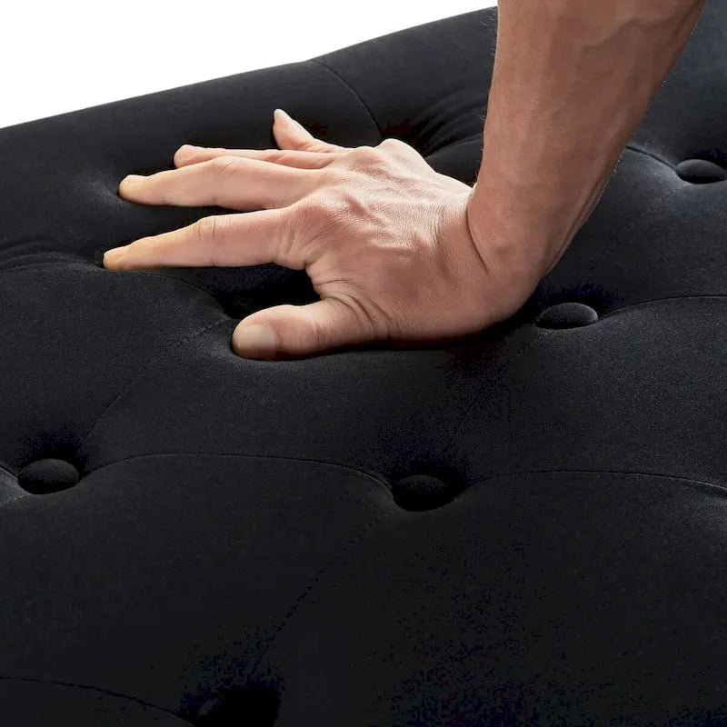 Button Tufted Storage Bench with Storage,Upholstered Storage Ottoman Bench with Nails Trim,End of Bed Stool