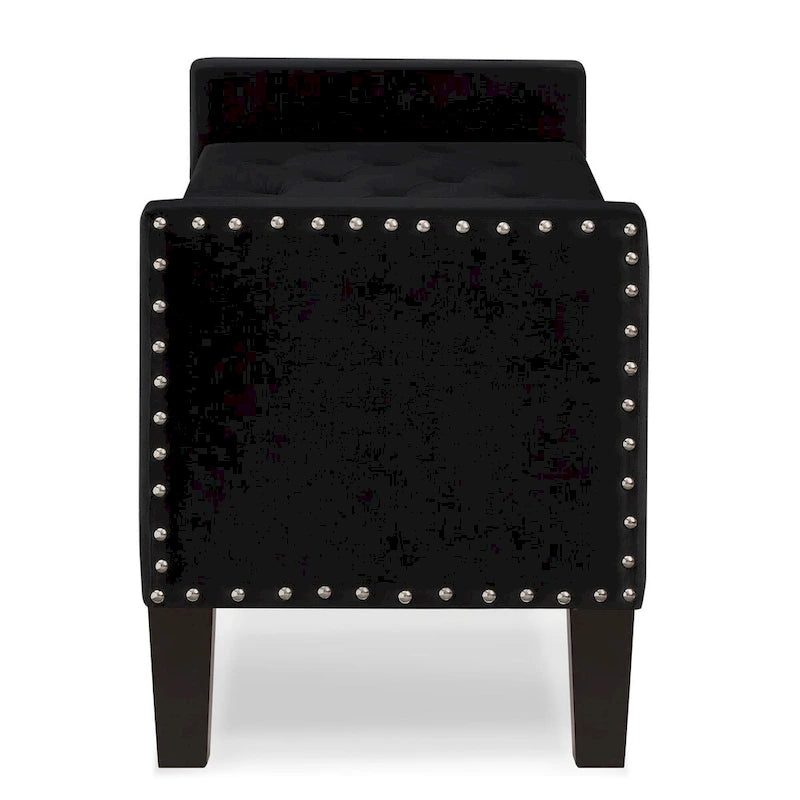 Button Tufted Storage Bench with Storage,Upholstered Storage Ottoman Bench with Nails Trim,End of Bed Stool