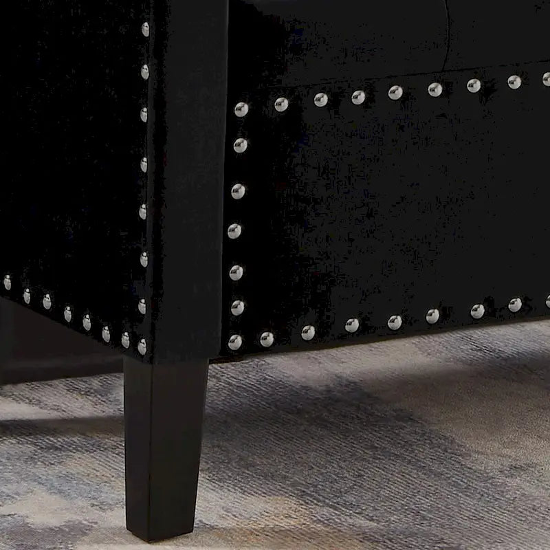 Button Tufted Storage Bench with Storage,Upholstered Storage Ottoman Bench with Nails Trim,End of Bed Stool