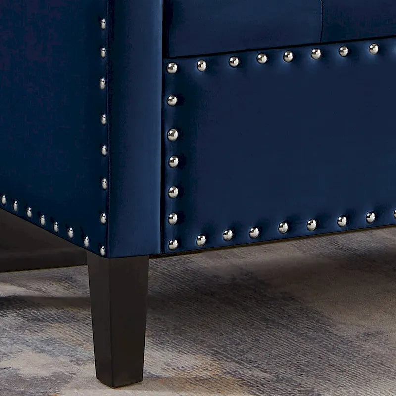 Button Tufted Storage Bench with Storage,Upholstered Storage Ottoman Bench with Nails Trim,End of Bed Stool