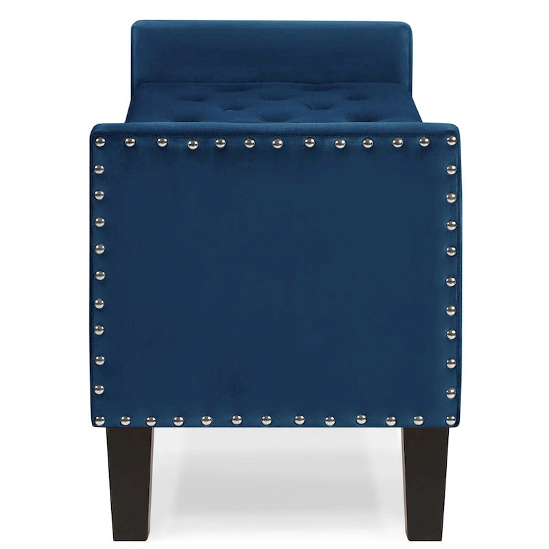 Button Tufted Storage Bench with Storage,Upholstered Storage Ottoman Bench with Nails Trim,End of Bed Stool