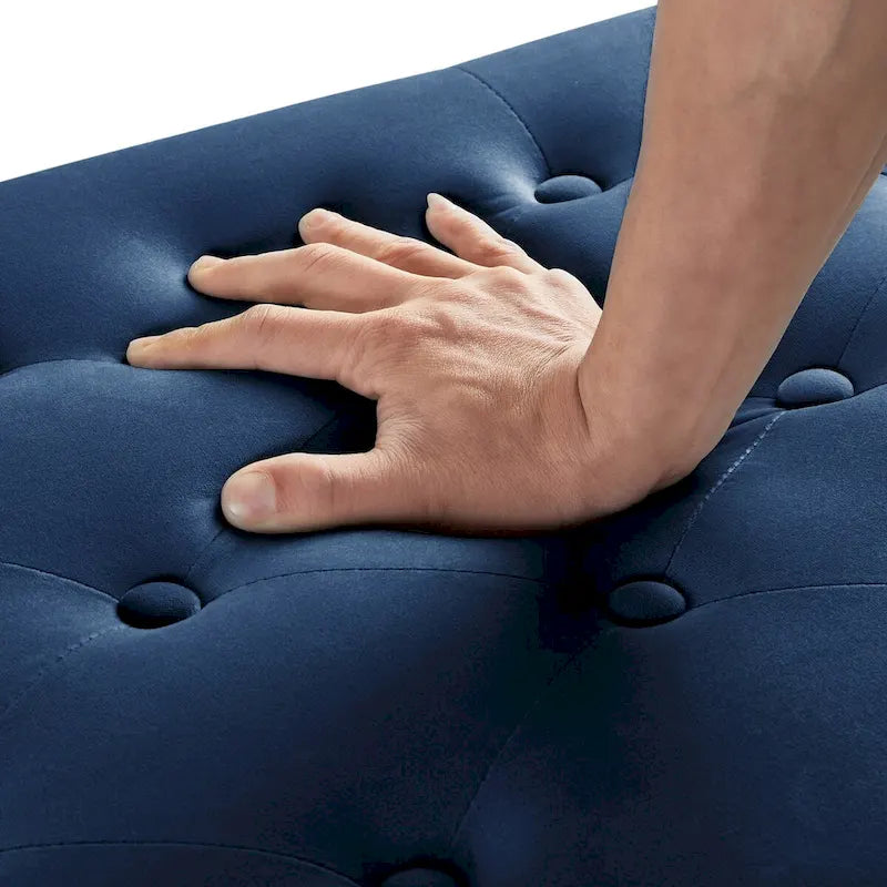 Button Tufted Storage Bench with Storage,Upholstered Storage Ottoman Bench with Nails Trim,End of Bed Stool