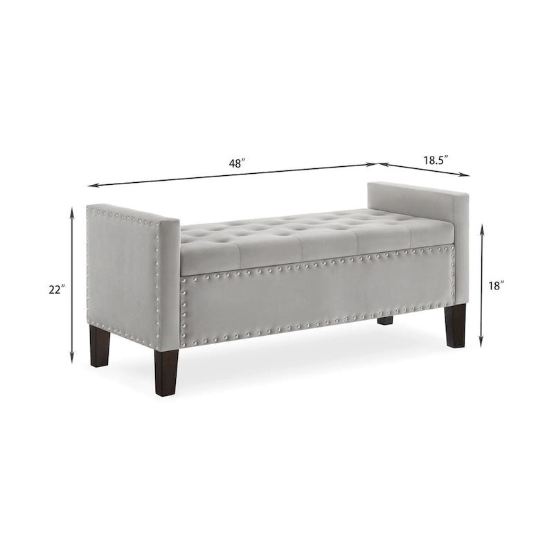 Button Tufted Storage Bench with Storage,Upholstered Storage Ottoman Bench with Nails Trim,End of Bed Stool
