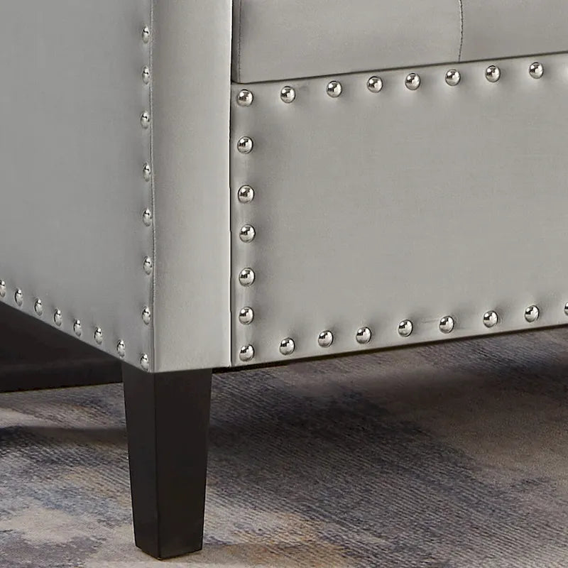 Button Tufted Storage Bench with Storage,Upholstered Storage Ottoman Bench with Nails Trim,End of Bed Stool