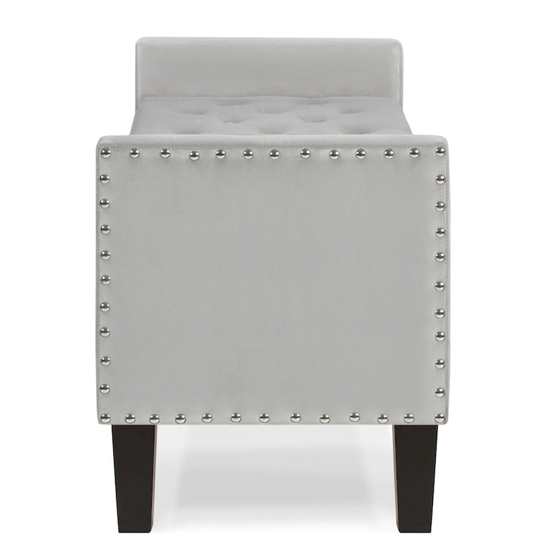 Button Tufted Storage Bench with Storage,Upholstered Storage Ottoman Bench with Nails Trim,End of Bed Stool