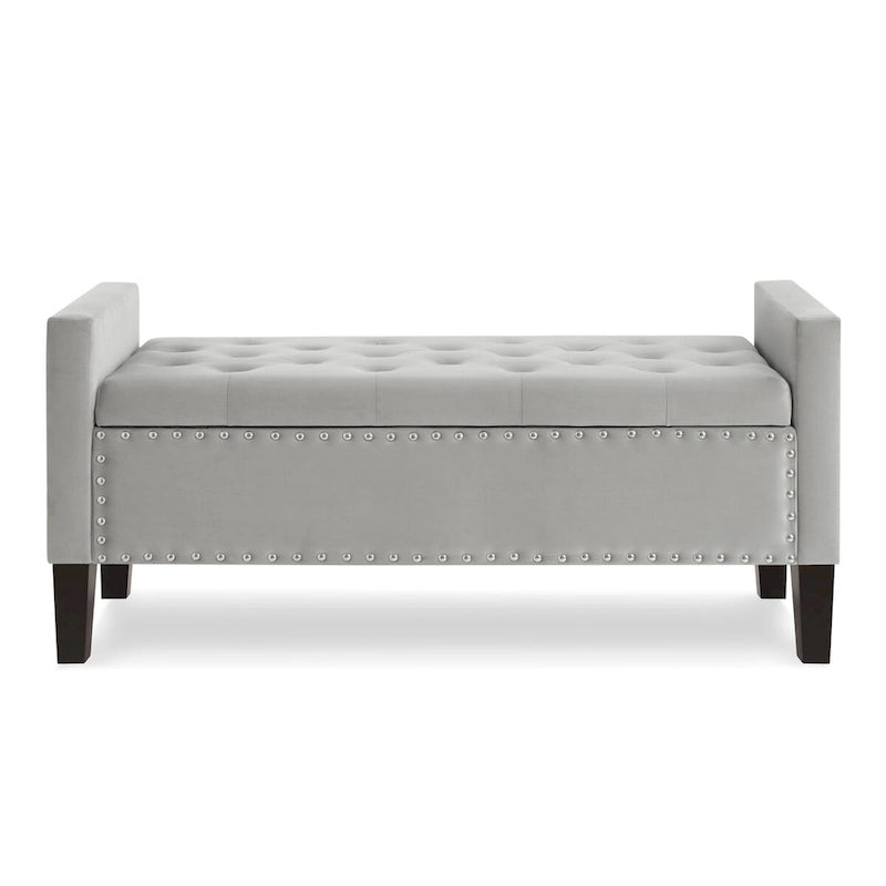 Button Tufted Storage Bench with Storage,Upholstered Storage Ottoman Bench with Nails Trim,End of Bed Stool
