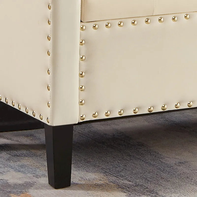 Button Tufted Storage Bench with Storage,Upholstered Storage Ottoman Bench with Nails Trim,End of Bed Stool