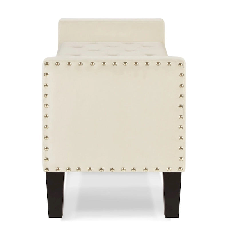 Button Tufted Storage Bench with Storage,Upholstered Storage Ottoman Bench with Nails Trim,End of Bed Stool