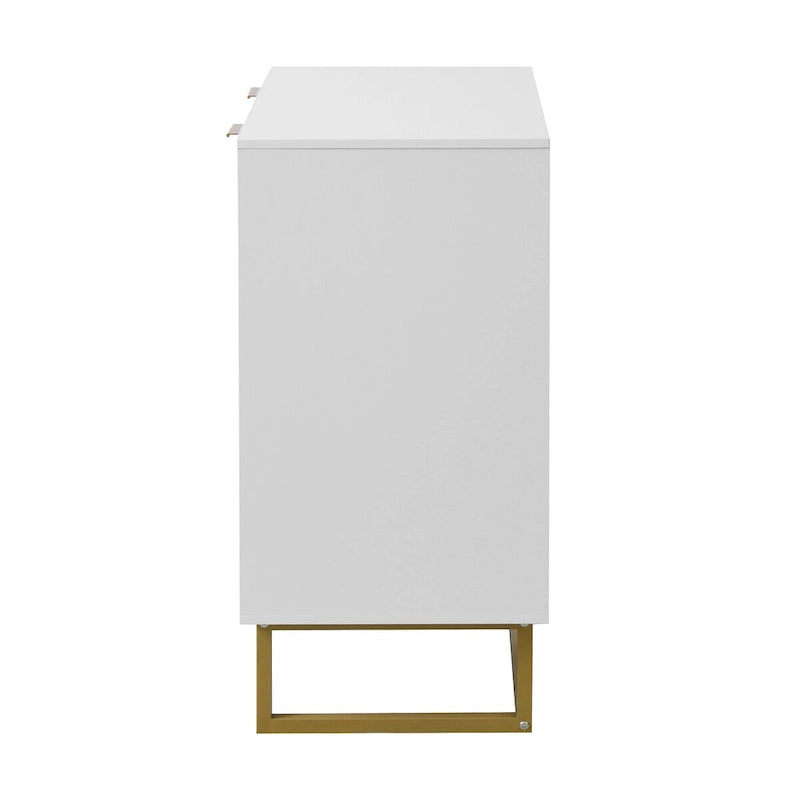 White and Gold Storage Cabinet with 2 Doors, Modern Sideboard Cabinet, Kitchen Buffet with Sideboard Buffet for Living Room