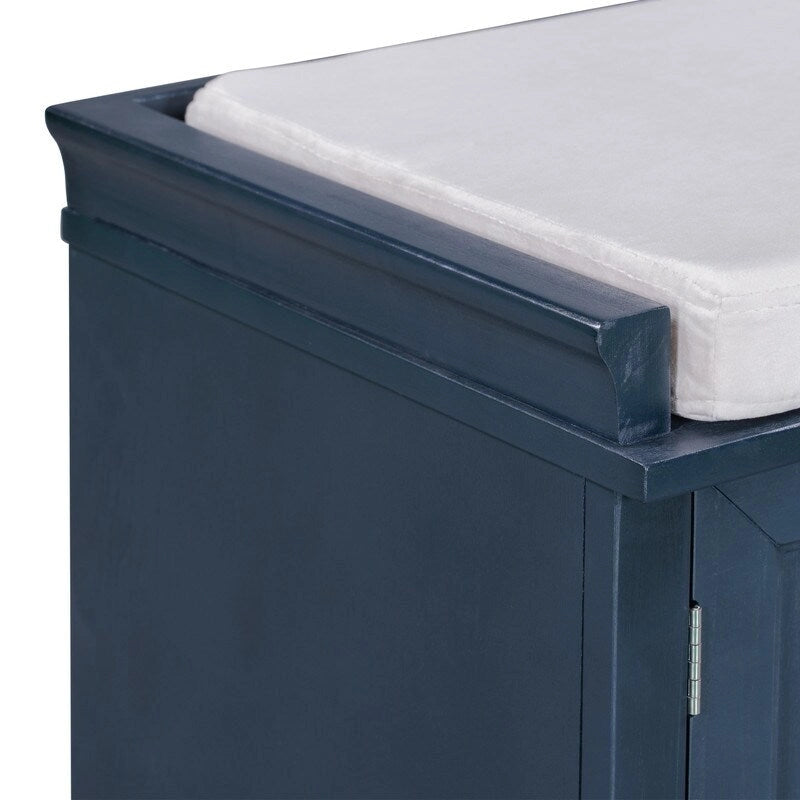 Shoe Bench Storage Bench with 2 Drawers,2 Cabinets,Removable Cushion