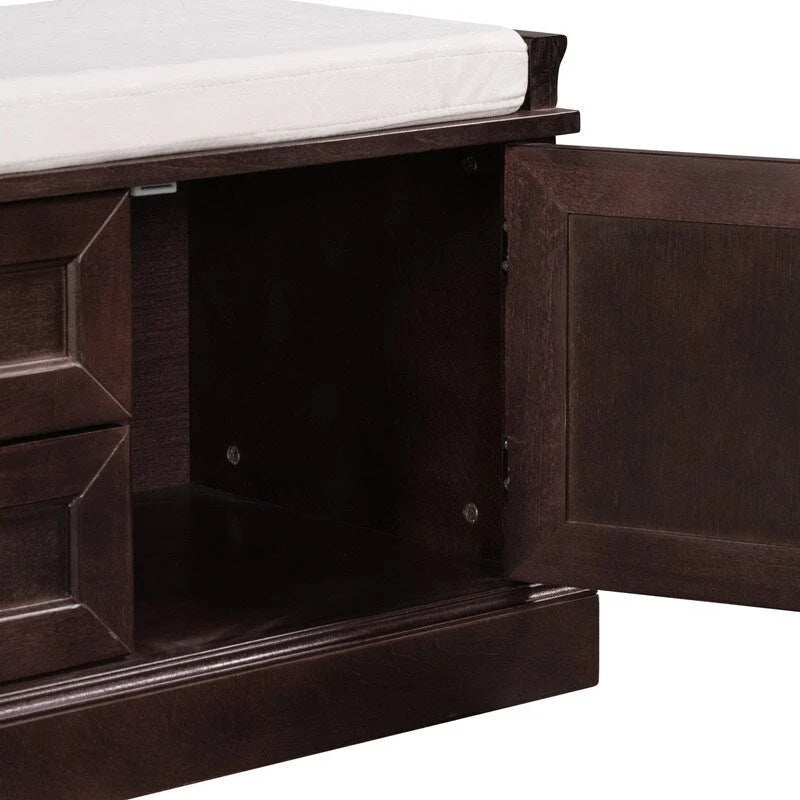 Shoe Bench Storage Bench with 2 Drawers,2 Cabinets,Removable Cushion
