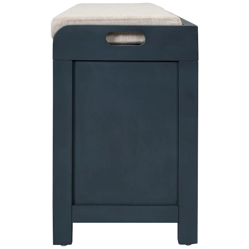 Storage Bench with Removable Basket and 2 Drawers, Fully Assembled Shoe Bench with Removable Cushion (White Washed)