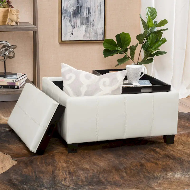 Modern Upholsteredoe Storage Bench Ottoman