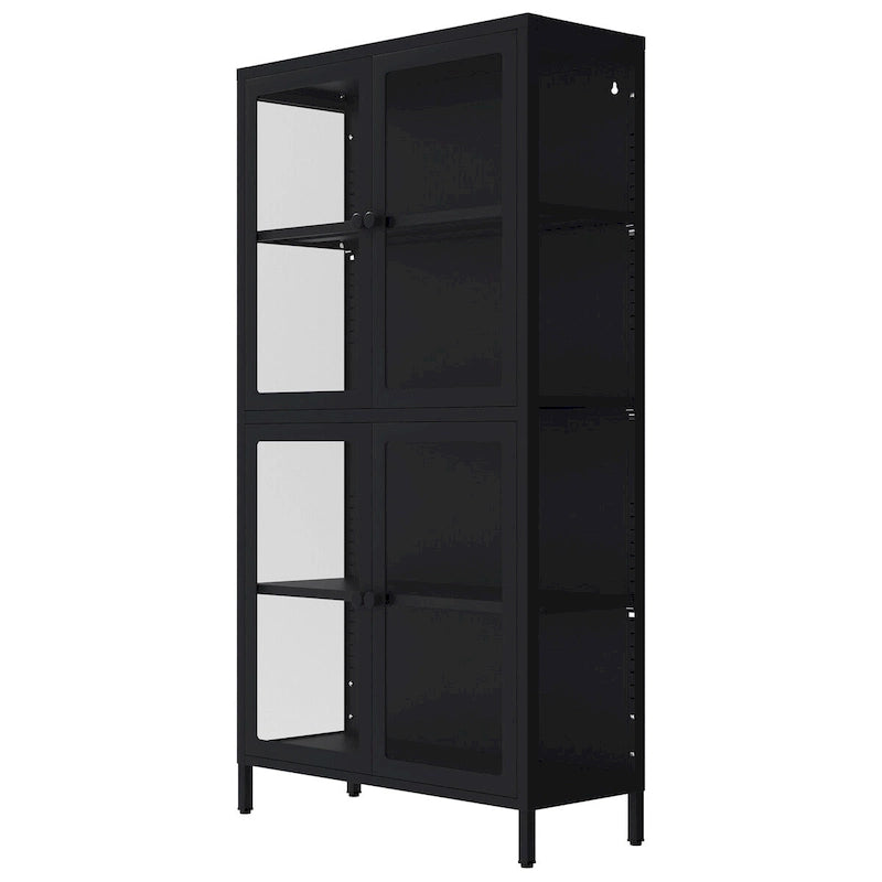 Four Door Storage Cabinet with Adjustable Shelves and Feet Cold-Rolled Steel Sideboard Furniture for Living Room Kitchen